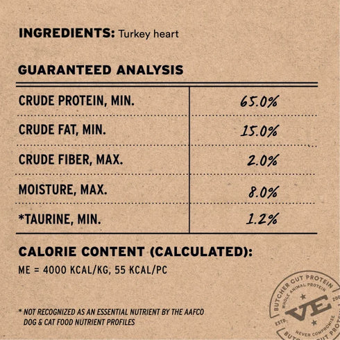 Vital Essentials Freeze Dried Raw Bar Dog Treats - Turkey Hearts - 1.23oz Bag