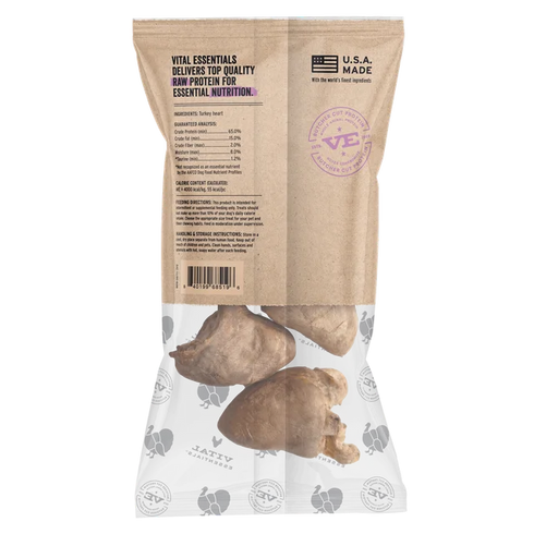 Vital Essentials Freeze Dried Raw Bar Dog Treats - Turkey Hearts - 1.23oz Bag