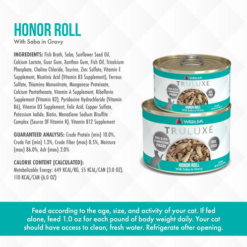 Weruva TruLuxe Honor Roll Wet Cat Food - Saba In Gravy - 3oz Can