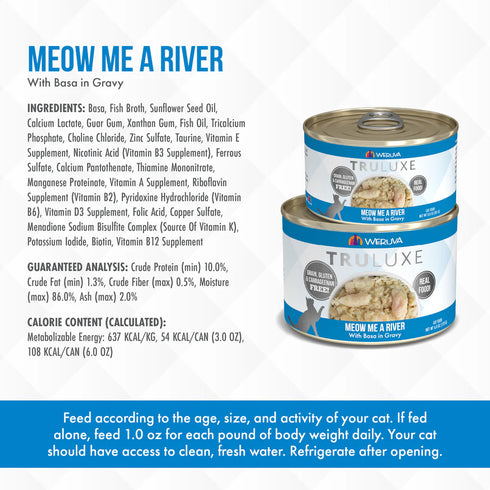 Weruva TruLuxe Meow Me A River Wet Cat Food - Basa In Gravy - 3oz Can