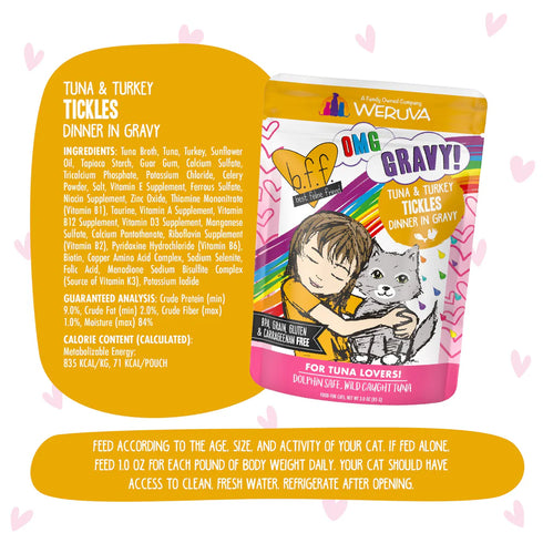 BFF OMG Wet Cat Food - Tuna & Turkey Tickles - 3oz Pouch