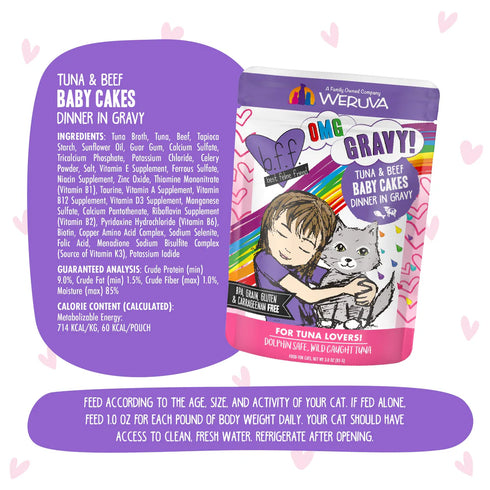 BFF OMG Wet Cat Food - Tuna & Beef Baby Cakes - 3oz Pouch