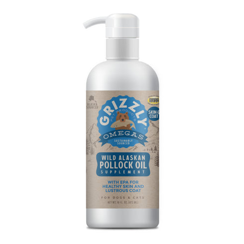 Grizzly Pet Products Pollock Oil for Cats & Dogs 16oz - Poudre Pet and Feed Supply