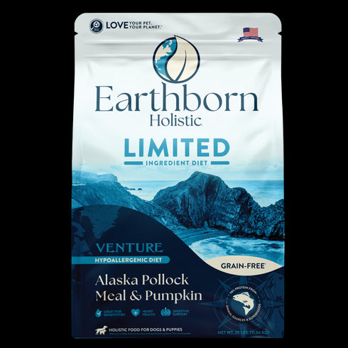 Earthborn Holistic Venture Limited Ingredient Dry Dog Food - Alaska Pollock & Pumpkin - 25lb Bag