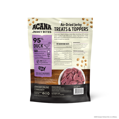 Acana Jerky Bites Soft Dog Treats - 95% Duck - 6oz Pouch