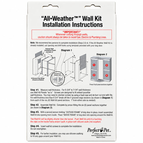 Perfect Pet All-Weather Wall Installation Kit for Extra Large Pet Door - Kit C