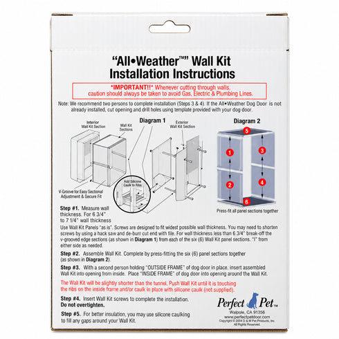 Perfect Pet All-Weather Wall Installation Kit for Medium Pet Door - Kit B