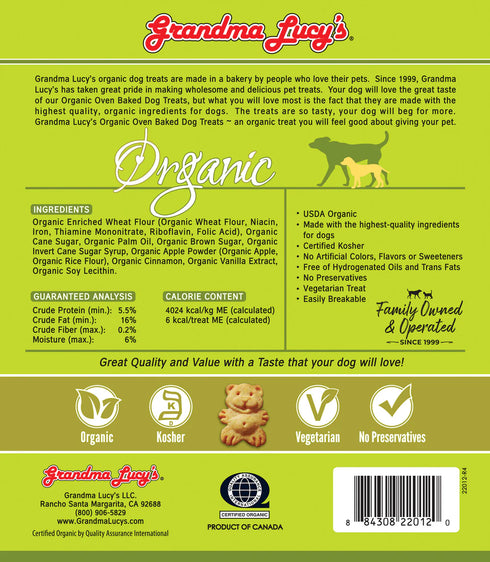 Grandma Lucy's Oven Baked Dog Treats - Organic Apple - 14oz Bag