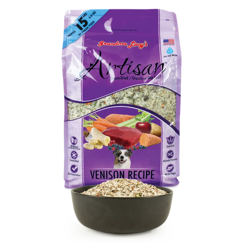Grandma Lucy's Artisan Grain Free Freeze Dried Dry Dog Food - Venison - 10lb Bag