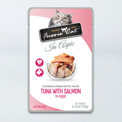 Fussie Cat Premium Pouches Wet Cat Food - Tuna & Salmon in Aspic - 2.47oz Pouch