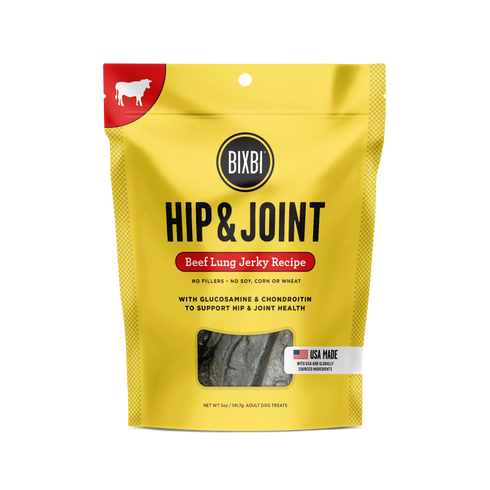 Bixbi Hip & Joint Jerky Dog Treats - Beef Lung - 5oz Pouch