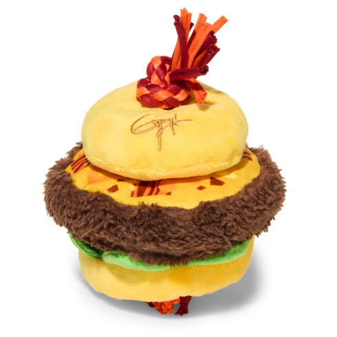 BAKR Barkin' Cheese Burger Plush Tug Dog Toy - Small/Medium