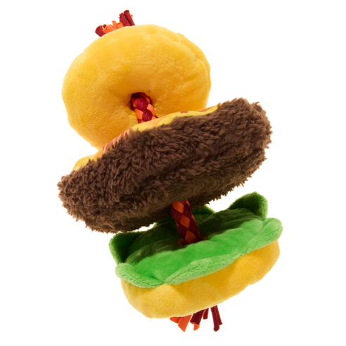 BAKR Barkin' Cheese Burger Plush Tug Dog Toy - Small/Medium