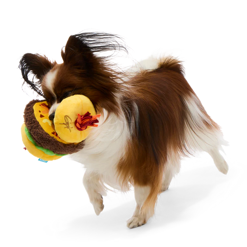 BAKR Barkin' Cheese Burger Plush Tug Dog Toy - Small/Medium