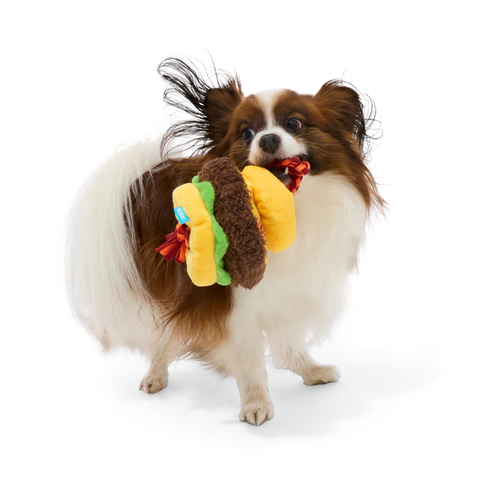 BAKR Barkin' Cheese Burger Plush Tug Dog Toy - Small/Medium