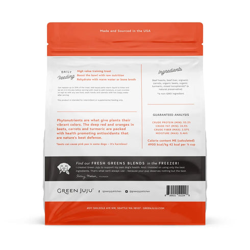 Green Juju Freeze Dried Raw Dog Treat & Topper - Beef Red - 3oz Bag