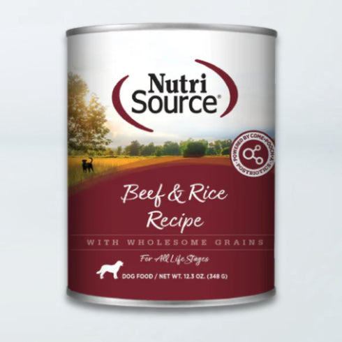 Nutrisource Wet Dog Food - Beef & Rice - 12.3oz Can