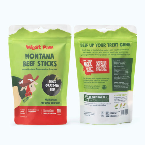 West Paw Montana Beef Stick Dog Treats - Beef - 6oz Pouch