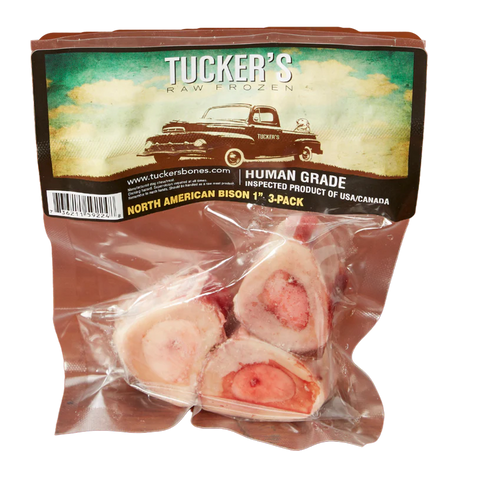Tucker's Frozen Bones Dog Treats - Bison 1" - 3 Pack