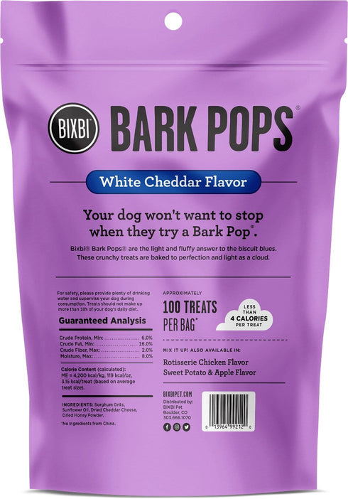 Bixbi Bark Pops Crunchy Dog Treats - White Cheddar - 4oz