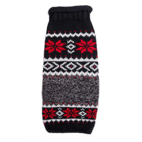 Chilly Dog Dog Sweater - Medium - Black Nordic Snowflake