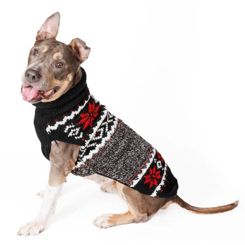 Chilly Dog Dog Sweater - Medium - Black Nordic Snowflake