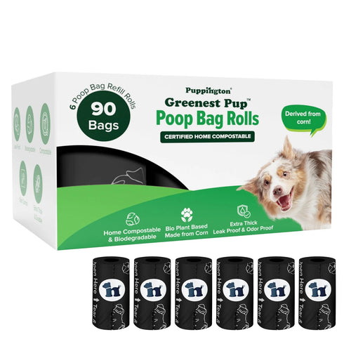 Puppington Compostable Poop Bags - Onyx Black - 90 Count