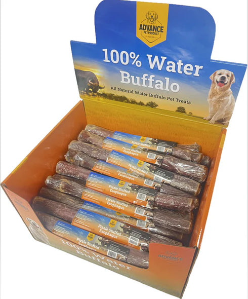 Advance Pet Product Buffalo Pizzle Stuffed Esophagus - 12" Dog Chew Treat