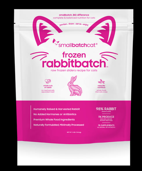 Smallbatch Sliders Frozen Raw Cat Food - Rabbit - 3lb Bag