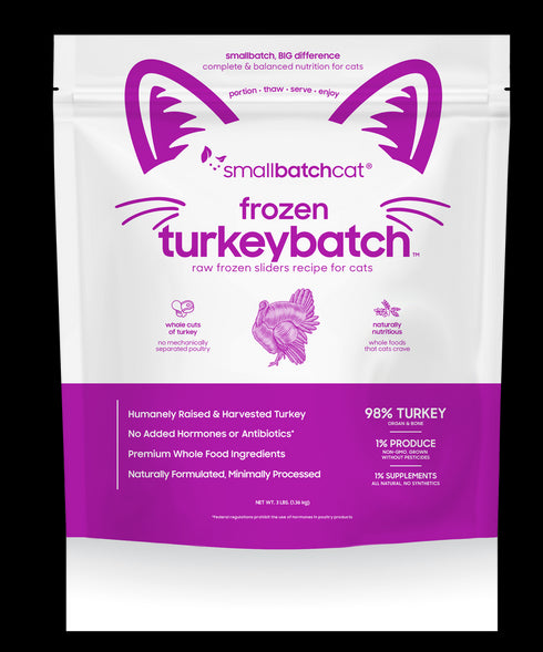 Smallbatch Sliders Frozen Raw Cat Food - Turkey - 3lb Bag