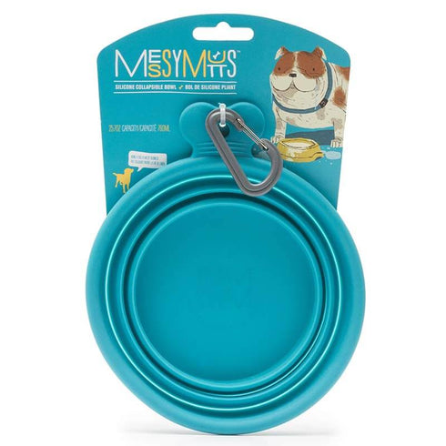 Messy Mutts Silicone Collapsible Dog Bowl - Medium 3 Cups Per Bowl - Blue