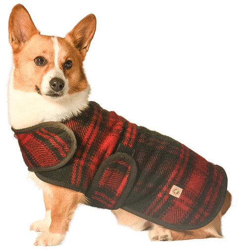Chilly Dog Blanket Dog Coat - Large - Red & Black Plaid