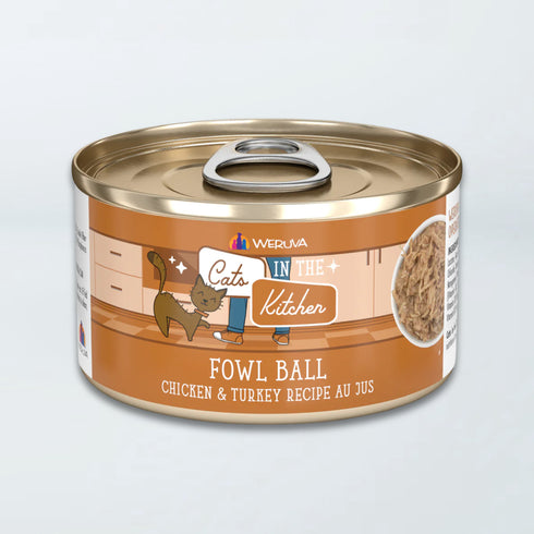 Weruva Cats In The Kitchen Wet Cat Food - Fowl Ball Chicken & Turkey in Au Jus - 6oz Can