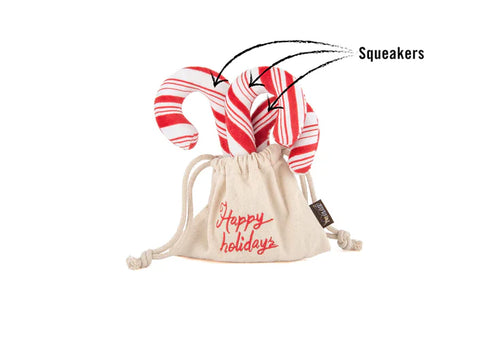 P.L.A.Y. Holiday Classic Cheerful Candy Canes Dog Toy