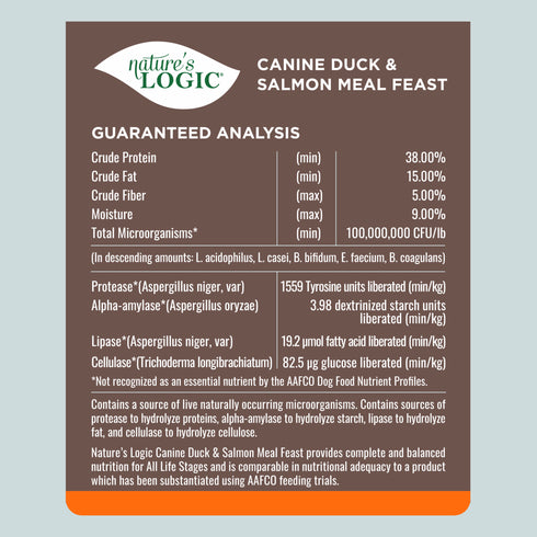 Nature's Logic Dry Dog Food - Duck & Salmon - 24.4lb Bag