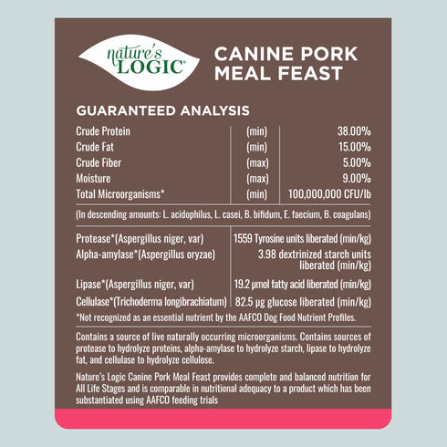 Nature's Logic Dry Dog Food - Pork - 25lb Bag