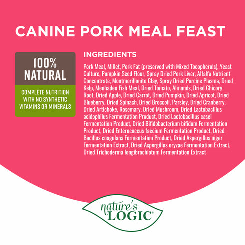 Nature's Logic Dry Dog Food - Pork - 25lb Bag