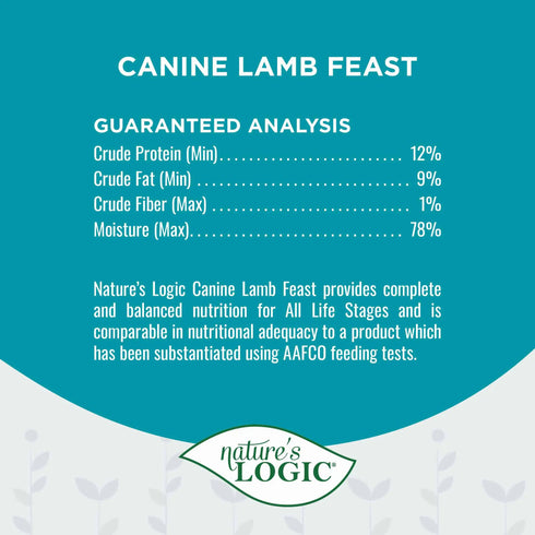 Nature's Logic Natural Wet Dog Food - Lamb - 13.2oz Can