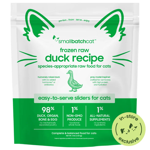 smallbatch Frozen Sliders Raw Cat Food - Duck - 3lb Bag