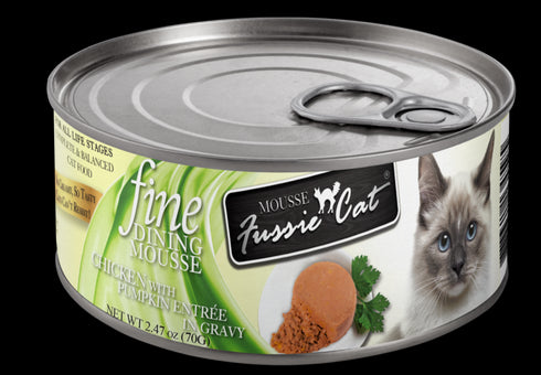 Fussie Cat Fine Dining Mousse Wet Cat Food - Chicken & Pumpkin -2.47oz Can