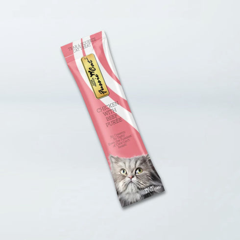 Fussie Cat Puree Lickable Cat Treats - Chicken & Beef - 4 Pack