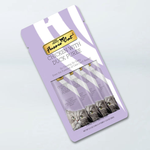 Fussie Cat Puree Lickable Cat Treats - Chicken & Duck - 4Pack