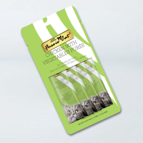 Fussie Cat Puree Lickable Cat Treats - Chicken & Vegetable - 4 Pack