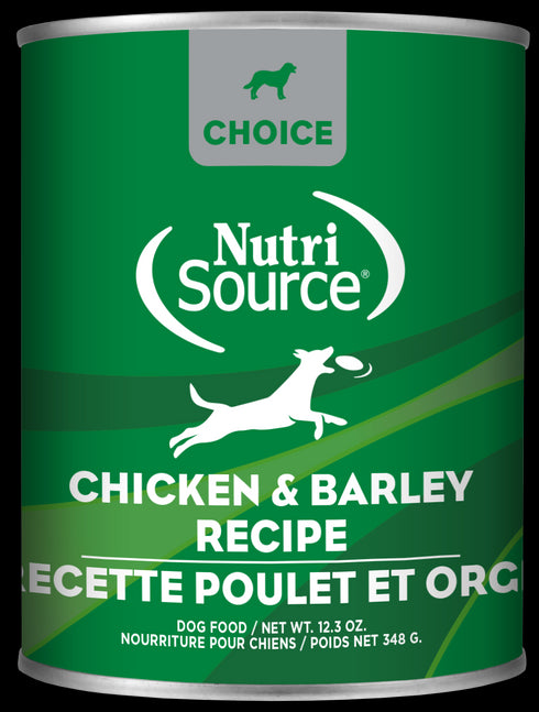 NutriSource Choice Pate Wet Dog Food - Chicken & Barely - 12.3oz Can