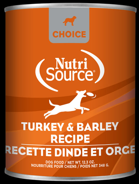 NutriSource Choice Pate Wet Dog Food - Turkey & Barley - 12.3oz Can