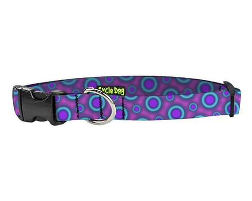 Cycle Dog Ecoweave Dog Collar - M - Blue/Purple Space Dots