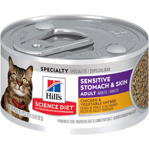 Hill's Science Diet Adult Sensitive Stomach & Skin Wet Cat Food - Chicken & Vegetables - 2.9oz Can