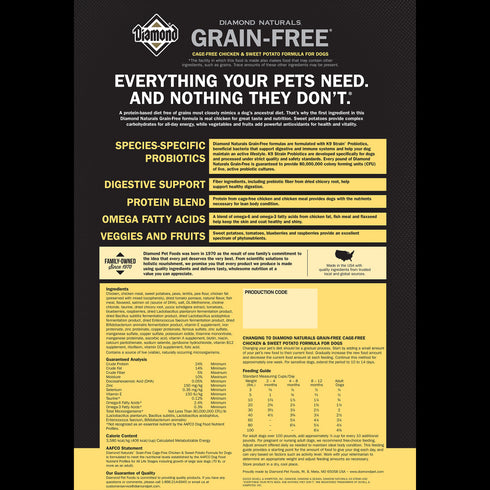 Diamond Naturals Grain Free Dry Dog Food - Chicken & Sweet Potato - 28lb Bag