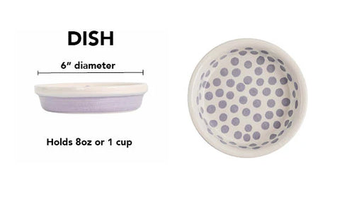 Petware Pottery Happy Spots Ceramic Pet Bowl - White/Lavender - 8oz