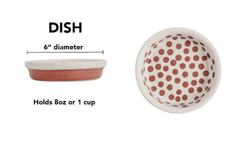 Petware Pottery Happy Spots Ceramic Pet Bowl - White/Terracotta - 8oz